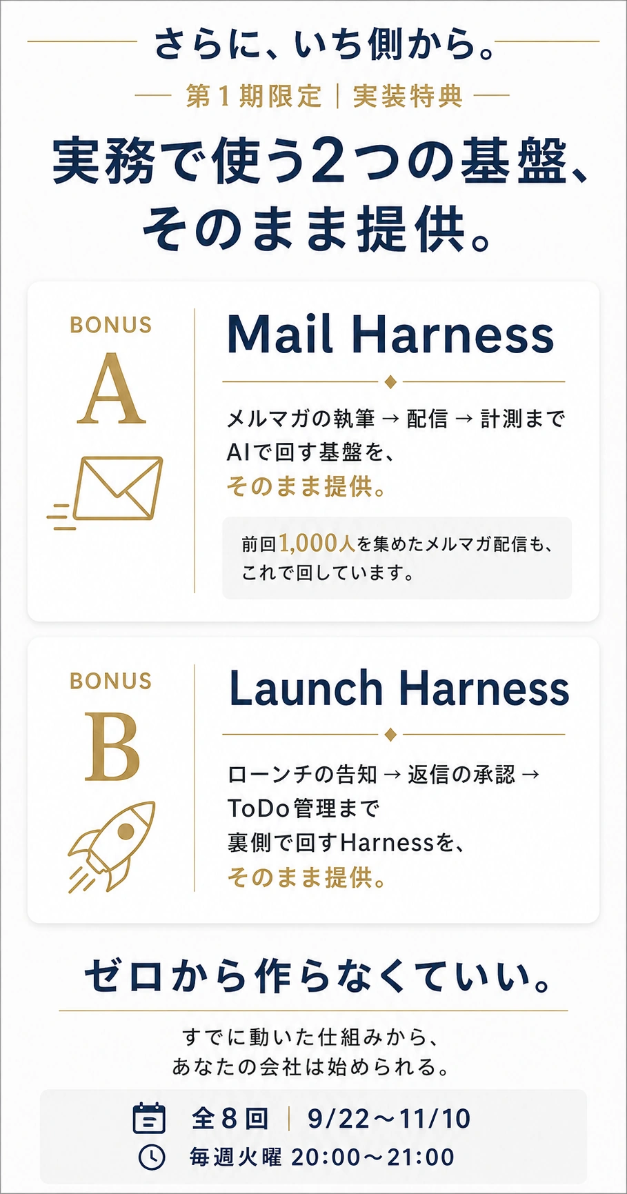 実務で使うMail HarnessとLaunch Harnessの基盤。